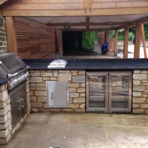 Purbeck stone cladding, Outdoor Kitchen Lynchmere,